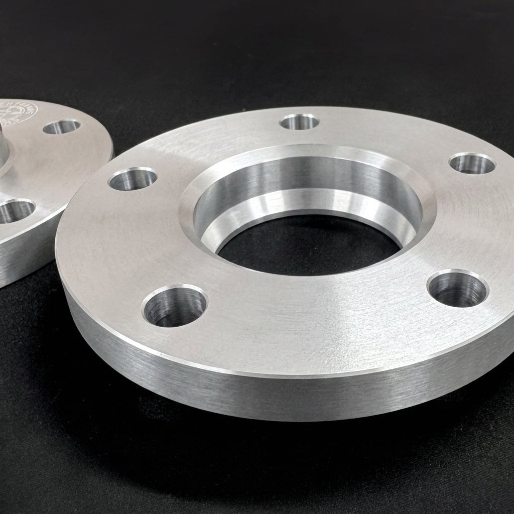 Close-up of a Brightstone Engineering wheel spacer's hubcentric register, machined to the exact hub bore